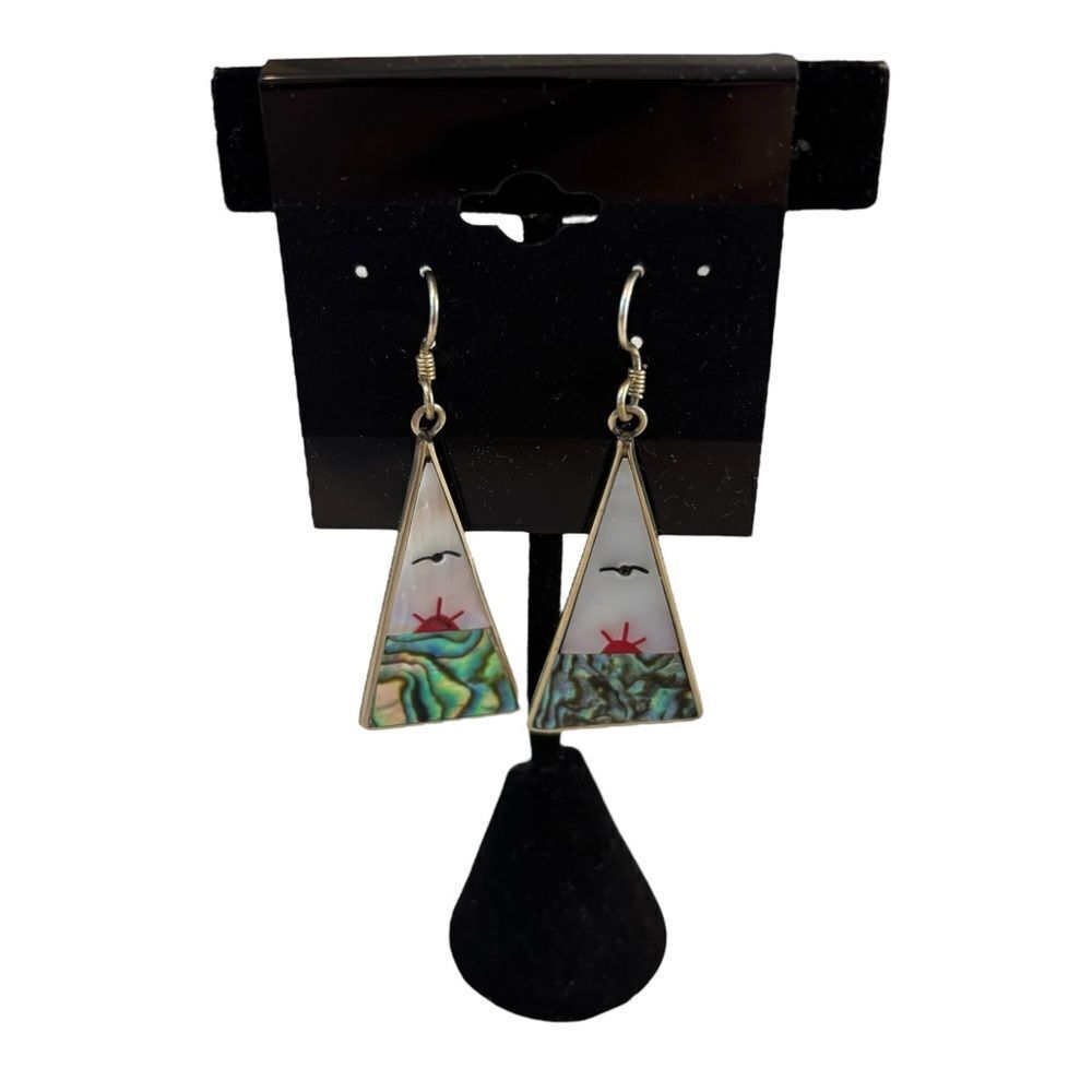 Unique & Artsy Made in Mexico Silver, MOP & Abalone Earrings.
